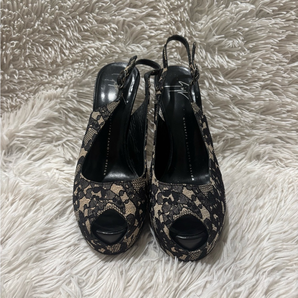 Giuseppe Zanotti Lace Peep-Toe Heels